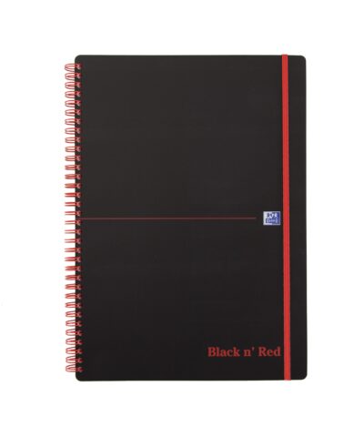 Black n Red A4 Wirebound Polypropylene Cover Notebook Ruled 140 Pages Black/Red (Pack 5) - 100080166