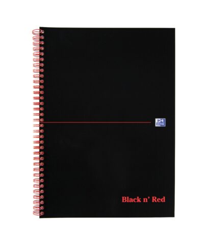 Black n Red A4 Wirebound Soft Cover Notebook Ruled 100 Pages Black/Red (Pack 10) - 100080174