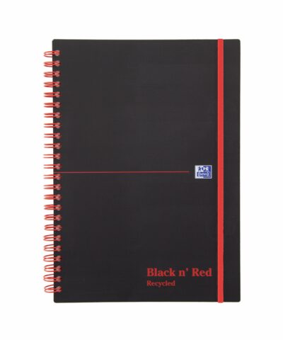 Black n Red A5 Wirebound Polypropylene Cover Notebook Recycled Ruled 140 Pages Black/Red (Pack 5) - 100080221