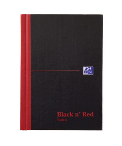Black n Red A6 Casebound Hard Cover Notebook Ruled 192 Pages Black/Red (Pack 5) - 100080429