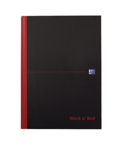 Black n Red A4 Casebound Hard Cover Notebook A-Z Ruled 192 Pages Black/Red (Pack 5) - 100080432