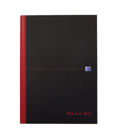 Black n Red A4 Casebound Hard Cover Notebook Ruled 192 Pages Black/Red (Pack 5) - 100080446