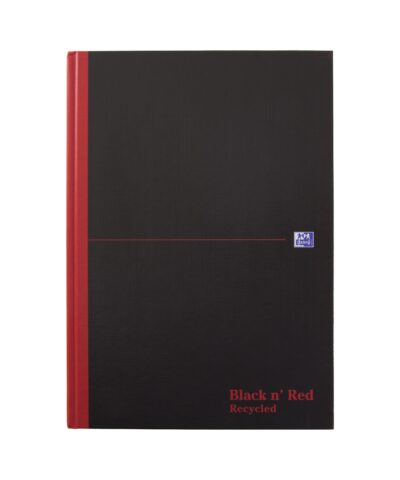 Black n Red A4 Casebound Hard Cover Notebook Recycled Ruled 192 Pages (Pack 5) – 100080530