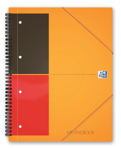 Oxford International Wirebound Polypropylene Meeting Book A4+ Perforated 4 Holes 160 Pages Orange 100104296