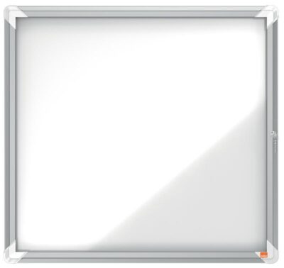Nobo Premium Plus Outdoor Lockable Magnetic Whiteboard Display Case Aluminium Frame 6 x A4 White 709x668mm 1902578