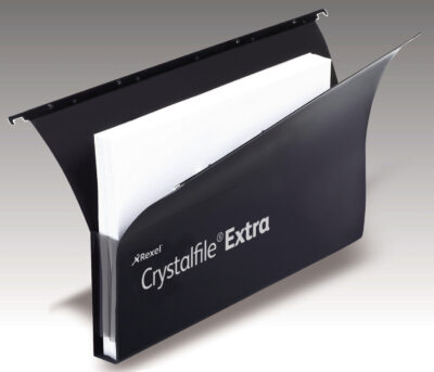 Rexel Crystalfile Extra Secura Foolscap Lateral Suspension File Polypropylene 30mm Black (Pack 20) 3000087