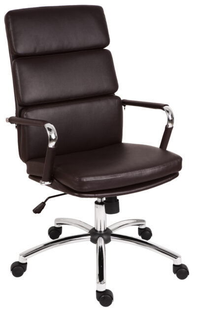 Deco Retro Style Faux Leather Executive Office Chair Brown - 1097BN