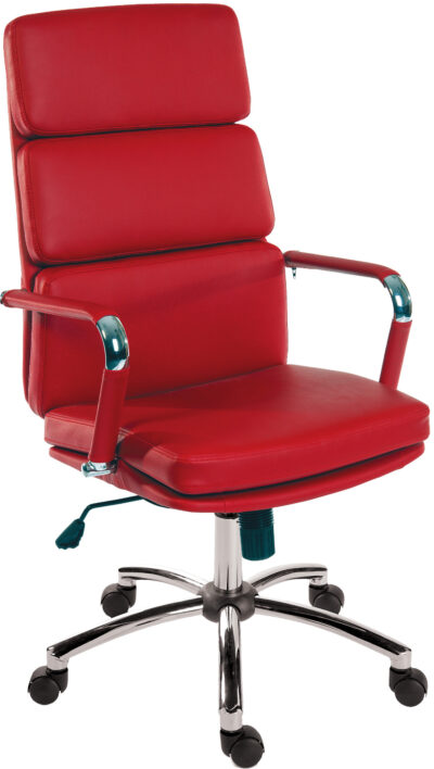Deco Retro Style Faux Leather Executive Office Chair Red - 1097RD