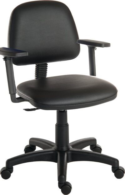 Ergo Blaster Medium Back PU Operator Office Chair with Height Adjustable Arms Black - 1100PUBLK/0280
