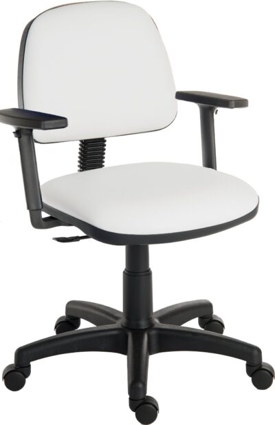 Ergo Blaster Medium Back PU Operator Office Chair with Height Adjustable Arms White - 1100PUWHI/0280