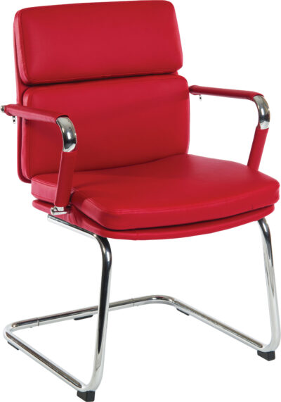 Deco Cantilever Retro Style Faux Leather Reception/Boardroom/Visitors Chair Red - 1101RD