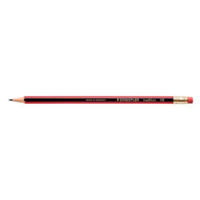 Staedtler 112 Tradition HB Pencil Rubber Tip Red/Black Barrel (Pack 12) – 112HBRT