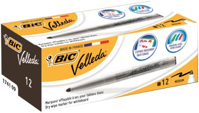 Bic Velleda 1741 Whiteboard Marker Bullet Tip 1.4mm Line Black (Pack 12) – 9581711