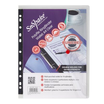 Snopake Polyfile Ring Binder Wallet File A4 Clear (Pack 5) - 12566