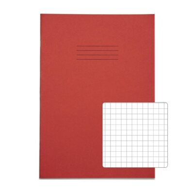 Rhino 13 x 9 A4+ Oversized Exercise Book 40 Page 7mm Squared Red (Pack 100) – VDU024-310-4