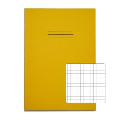 Rhino 13 x 9 A4+ Oversized Exercise Book 40 Page 7mm Squared Yellow (Pack 100) – VDU024-300-2