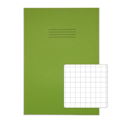 Rhino A4 Plus Exercise Book Green S10 Squared 80 (Pack 50) VDU080-328