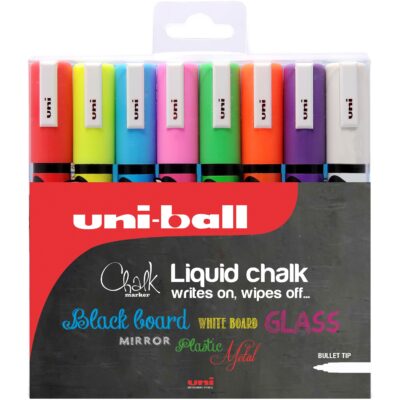 uni-ball Chalk Marker Bullet Tip Medium Assorted Colours (Pack 8) - 153494341