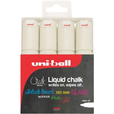 uni-ball Chalk Marker Chisel Tip Broad White (Pack 4) - 153494344
