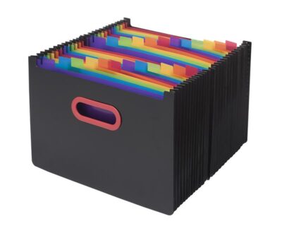 Snopake Rainbow and Black Desk Expander Polypropylene A4 24 Part Black - 15852