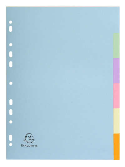 Exacompta Forever Recycled Divider 6 Part A4 170gsm Card Assorted Colours - 1606E