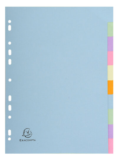 Exacompta Forever Recycled Divider 10 Part A4 170gsm Card Assorted Colours - 1610E