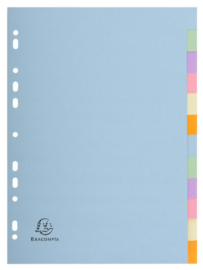 Exacompta Forever Recycled Divider 12 Part A4 170gsm Card Assorted Colours - 1612E