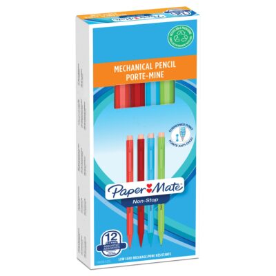 Paper Mate Non Stop Mechanical Pencil HB 0.7mm Lead Assorted Colour Barrel (Pack 12) – 1906125