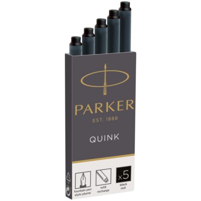 Parker Quink Ink Refill Cartridge for Fountain Pens Black (Pack 5) – 1950382