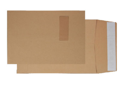 Blake Purely Packaging Pocket Gusset Envelope C4 Peel and Seal Window 25mm Gusset 130gsm Manilla (Pack 125) – 1992MW