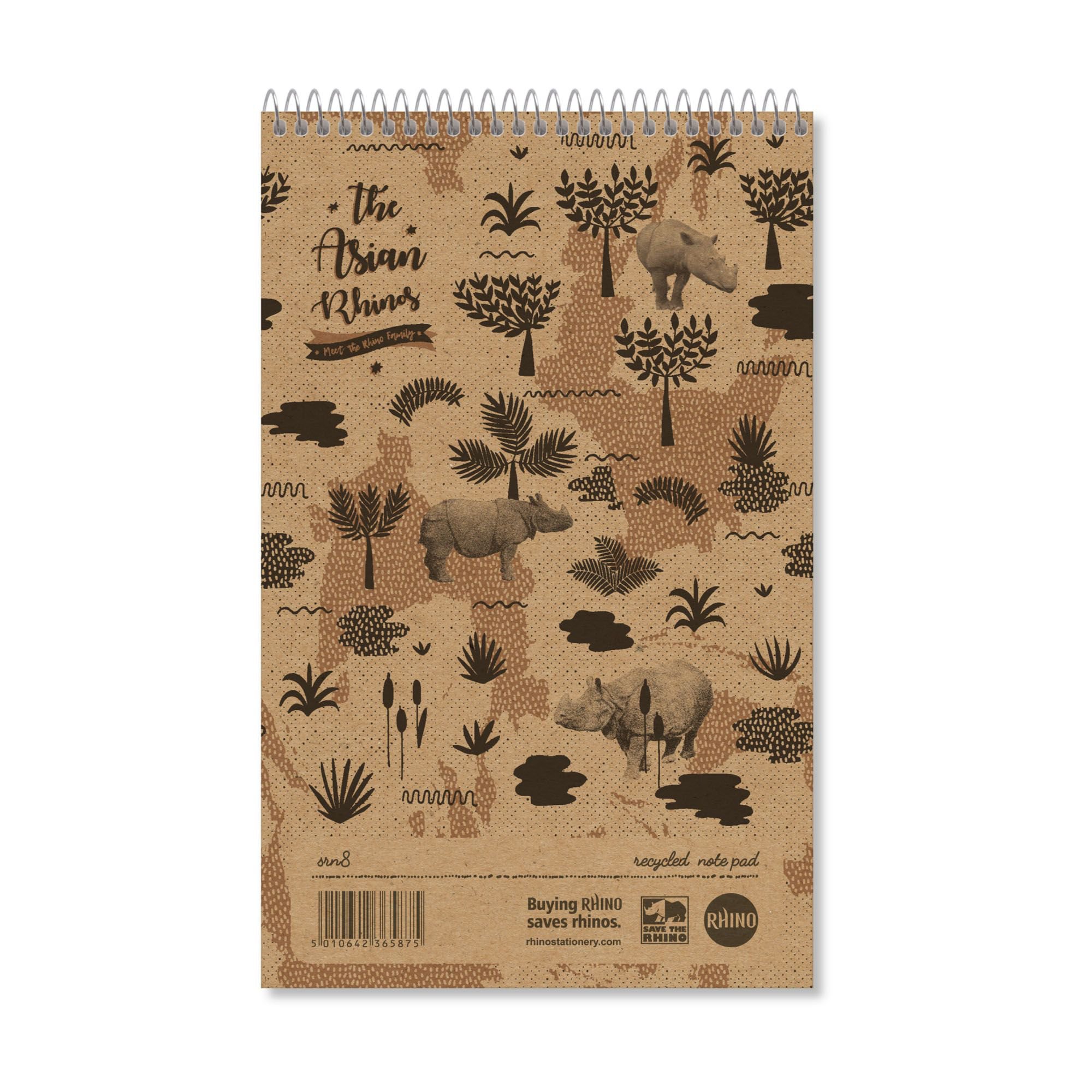 Save The Rhino Recycled Spiral Headbound Notebook 200x127mm (Pack 10) SRN8