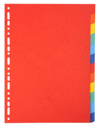 Exacompta Forever Recycled Divider 12 Part A4 220gsm Card Vivid Assorted Colours – 2012E