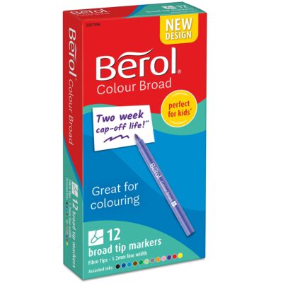 Berol Color Broad Fibre Tip Colouring Pen 1.2mm Line Assorted Colours (Pack 12) – 2057596