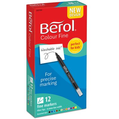 Berol Color Fine Fibre Tip Colouring Pen 0.6mm Line Assorted Colours (Pack 12) – 2057599