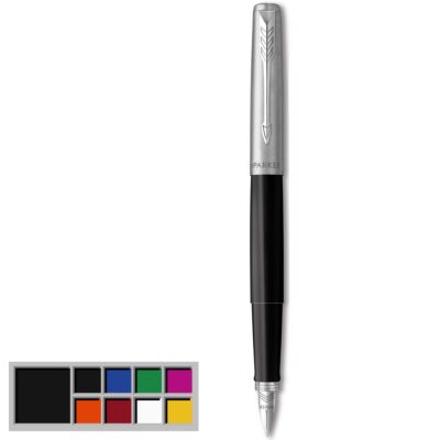 Parker Jotter Fountain Pen Black/Stainless Steel Barrel Blue and Black Ink - 2096430