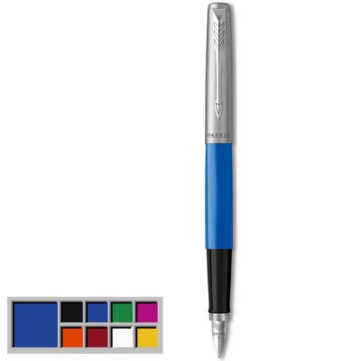 Parker Jotter Fountain Pen Blue/Stainless Steel Barrel Blue and Black Ink – 2096858