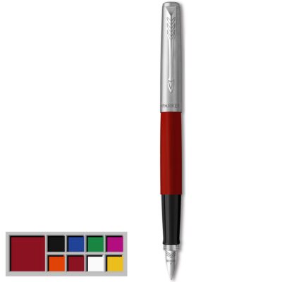 Parker Jotter Fountain Pen Red/Stainless Steel Barrel Blue and Black Ink – 2096872