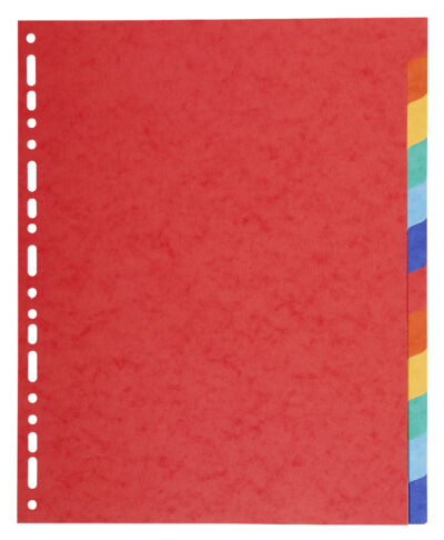 Exacompta Forever Recycled Divider 12 Part A4 Extra Wide 220gsm Card Vivid Assorted Colours - 2112E