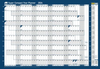 Sasco Super Compact Year Wall Planner 2024 Unmounted W400 x H285mm - 2410217