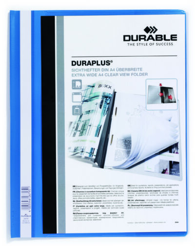 Durable Duraplus Report Folder Extra Wide A4 Blue (Pack 25) – 257906