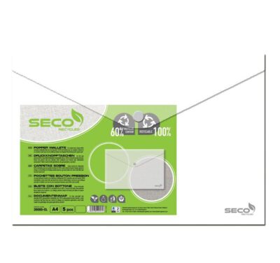 Stewart Superior 100% Oxo Biodegradable Popper Wallet Polypropylene A4 Clear (Pack 5) - 30085-CL