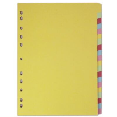 Elba Coloured Card Dividers A4 Euro Punched 20 Part 400007438