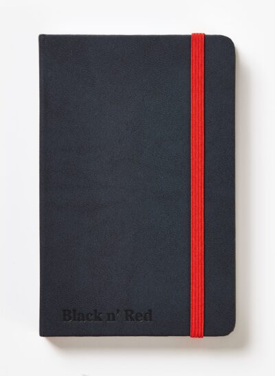 Black n Red Journal A6 Casebound Ruled 144 Pages Black With Red Elastic Strap 400033672