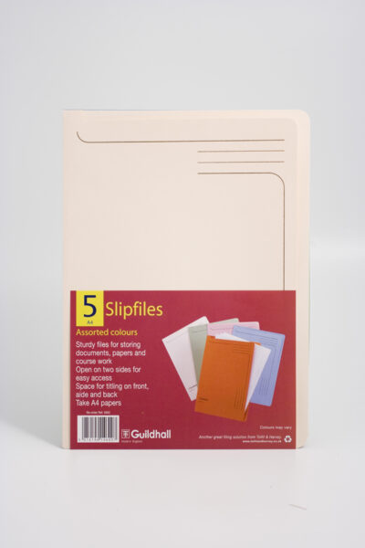 Guildhall Slipfile Manilla A4 Open 2 Sides 230gsm Assorted Colours (Pack 50) – 4600Z