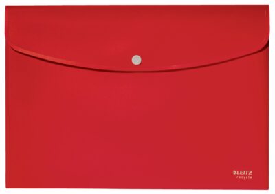Leitz Recycle Polypropylene Document Wallet With Push Button Closure Red 46780025