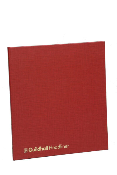 Guildhall Headliner Account Book Casebound 298x273mm 4 Debit 12 Credit 80 Pages Red – 48/4-12Z