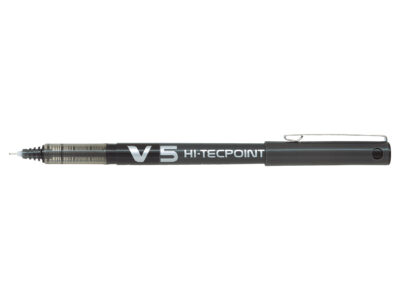 Pilot V5 Hi-Tecpoint Liquid Ink Rollerball Pen 0.5mm Tip 0.3mm Line Black (Pack 12) - 100101201