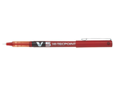 Pilot V5 Hi-Tecpoint Liquid Ink Rollerball Pen 0.5mm Tip 0.3mm Line Red (Pack 12) - 100101202