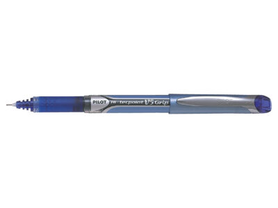 Pilot V5 Grip Hi-Tecpoint Liquid Ink Rollerball Pen 0.5mm Tip 0.3mm Line Blue (Pack 12) - 4902505279713