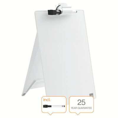 Nobo Desktop Whiteboard Easel Glass Non Magnetic 216x297mm Brilliant White 1905173
